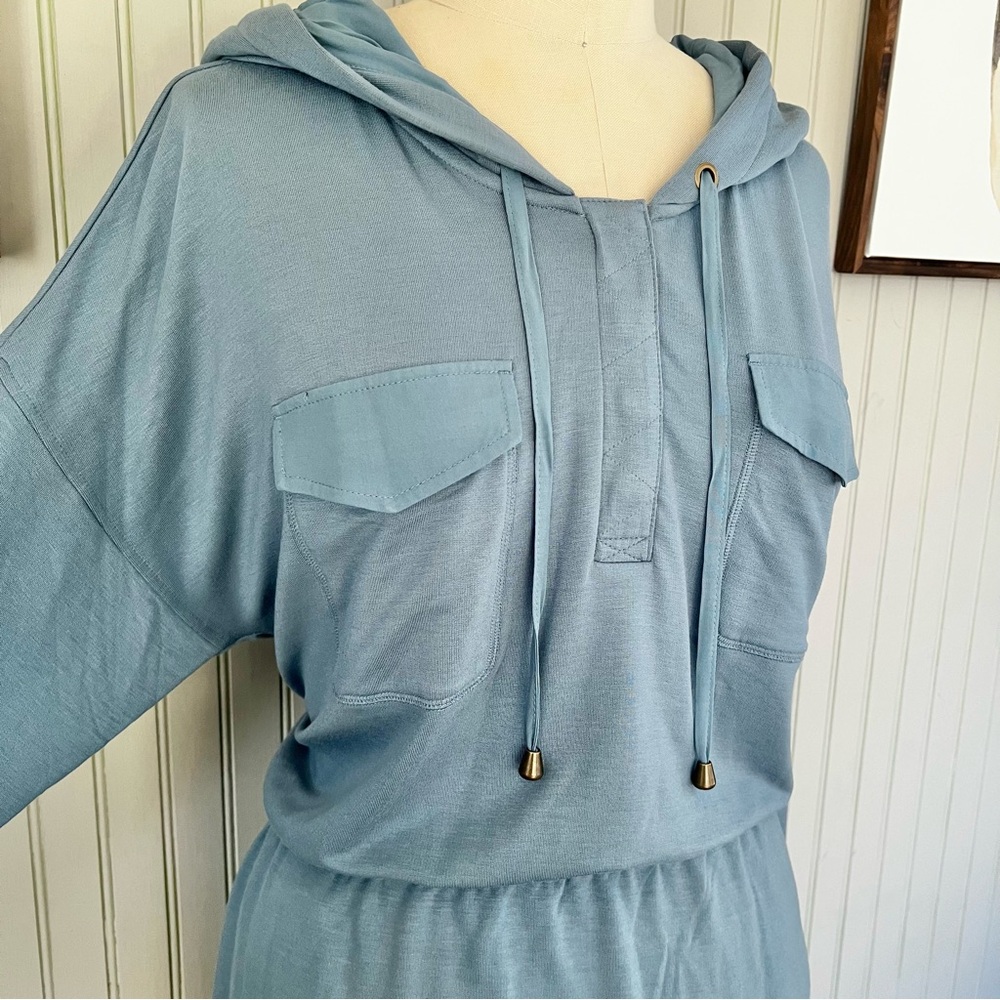 Soft Surroundings Spring Blue Shirt Dress with a gathered waist Size 1X - Picture 4 of 10